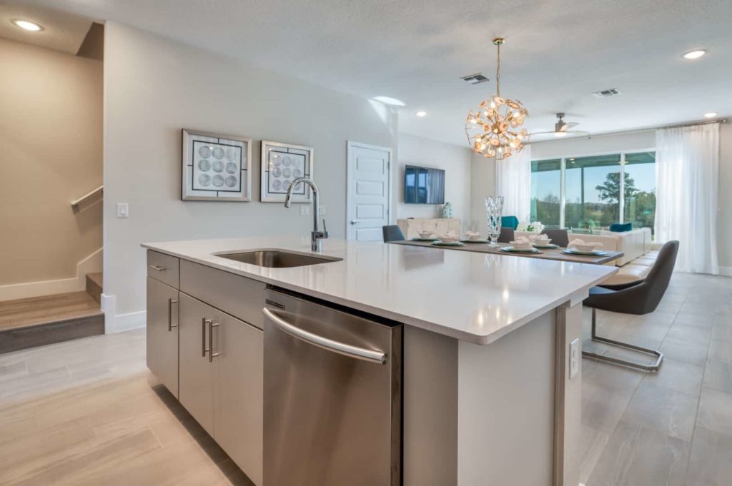 Large kitchen island with sink and dishwasher: 3 Bedroom Townhome