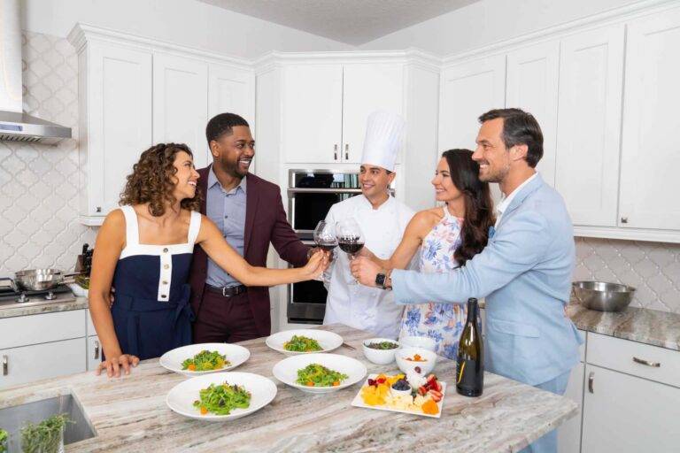 Couples enjoying a private chef experience in their resort home