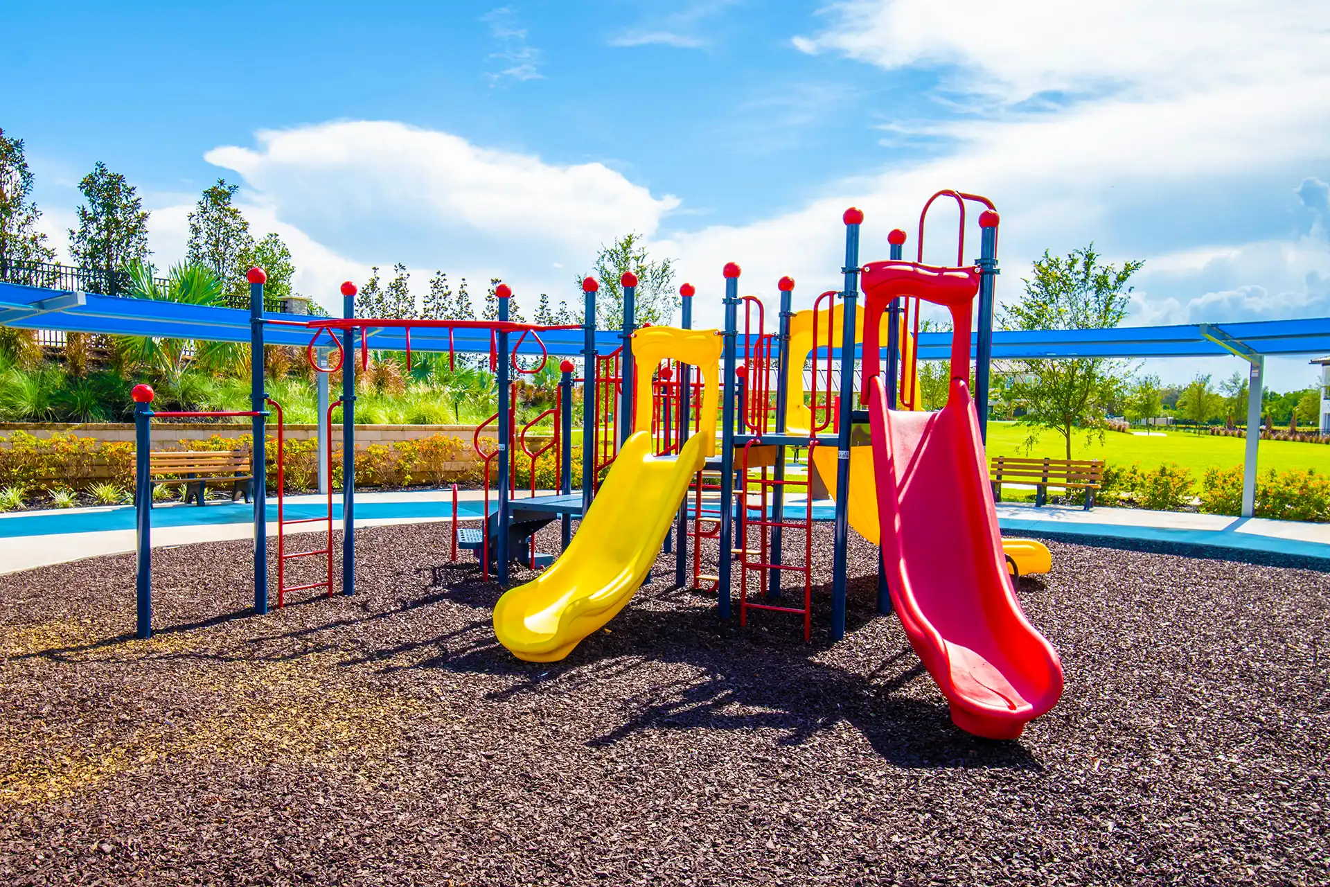 Golden Bear Park playground with slides