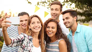 Reunions: Family members pose for a selfie