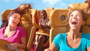Theme Park Tickets: Group riding a roller coaster